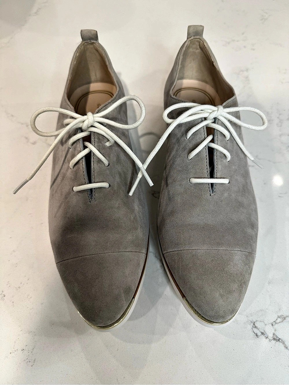 Cole Haan Grand Ambition Paloma Gray Suede Lace Up Shoes W1621 Women's 8
